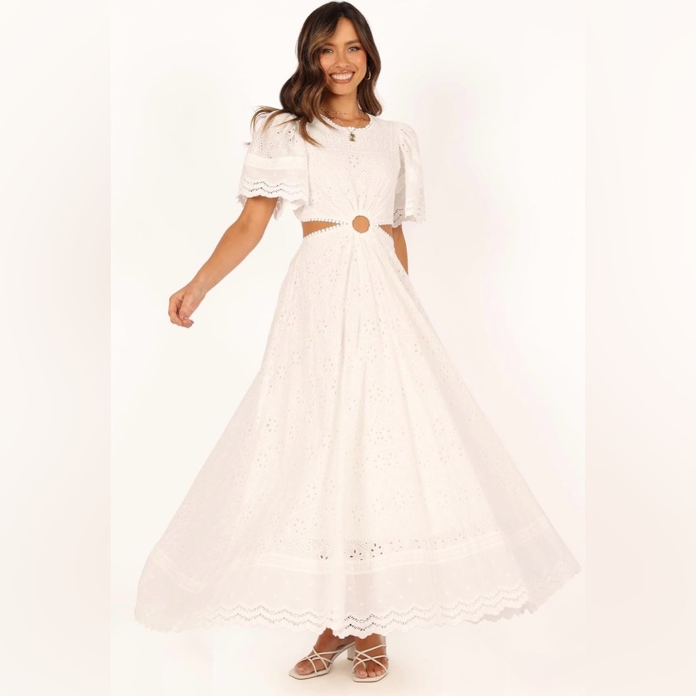Petal & Pup White Cut Out Tiered Maxi Dress